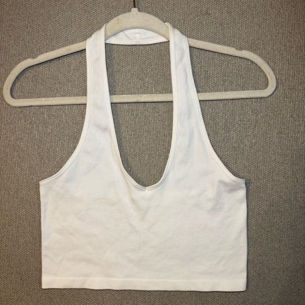 Bozzolo white halter crop top